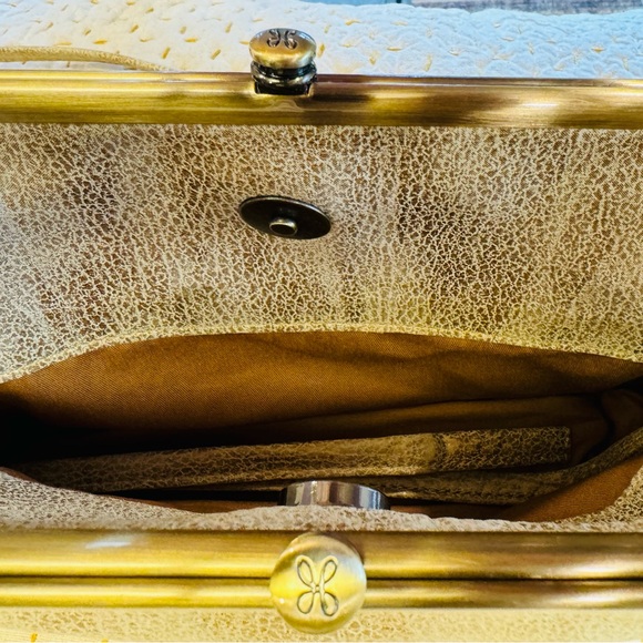 Lovely soft calfskin leather burnished gold over cream small purse. Like new. - Picture 12 of 14